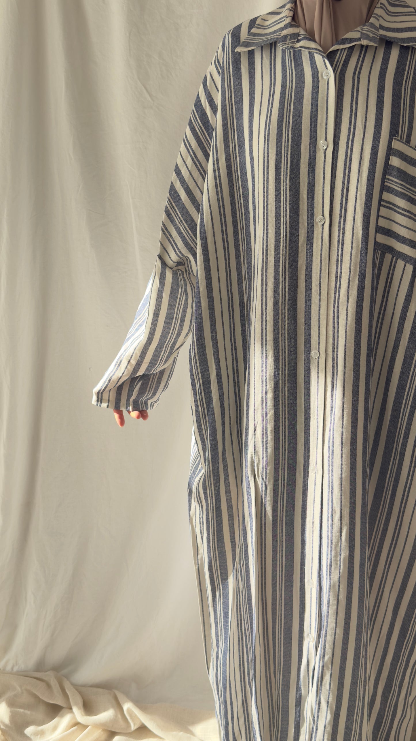 Robe chemise à rayures - Bleu marine