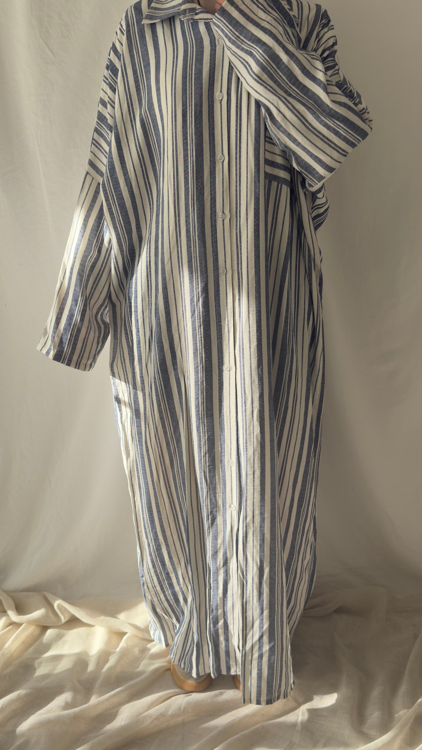 Robe chemise à rayures - Bleu marine