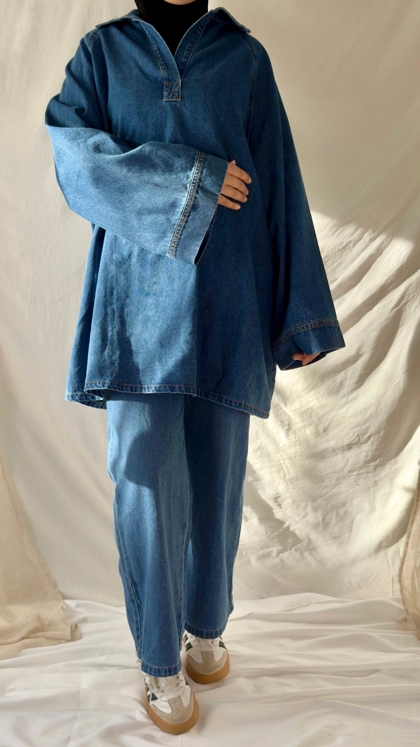 Ensemble en jean oversize - Bleu