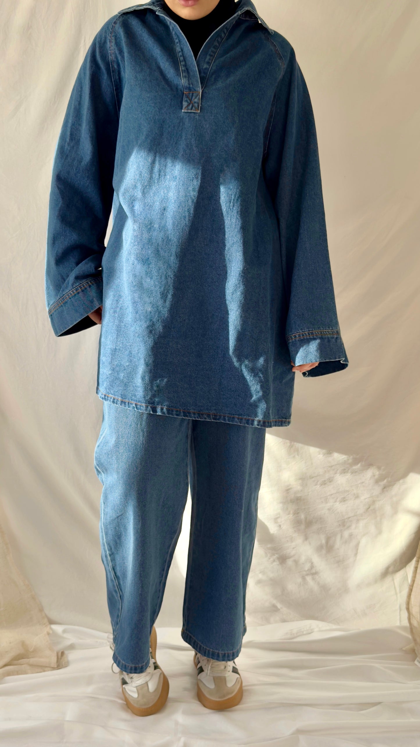 Ensemble en jean oversize - Bleu