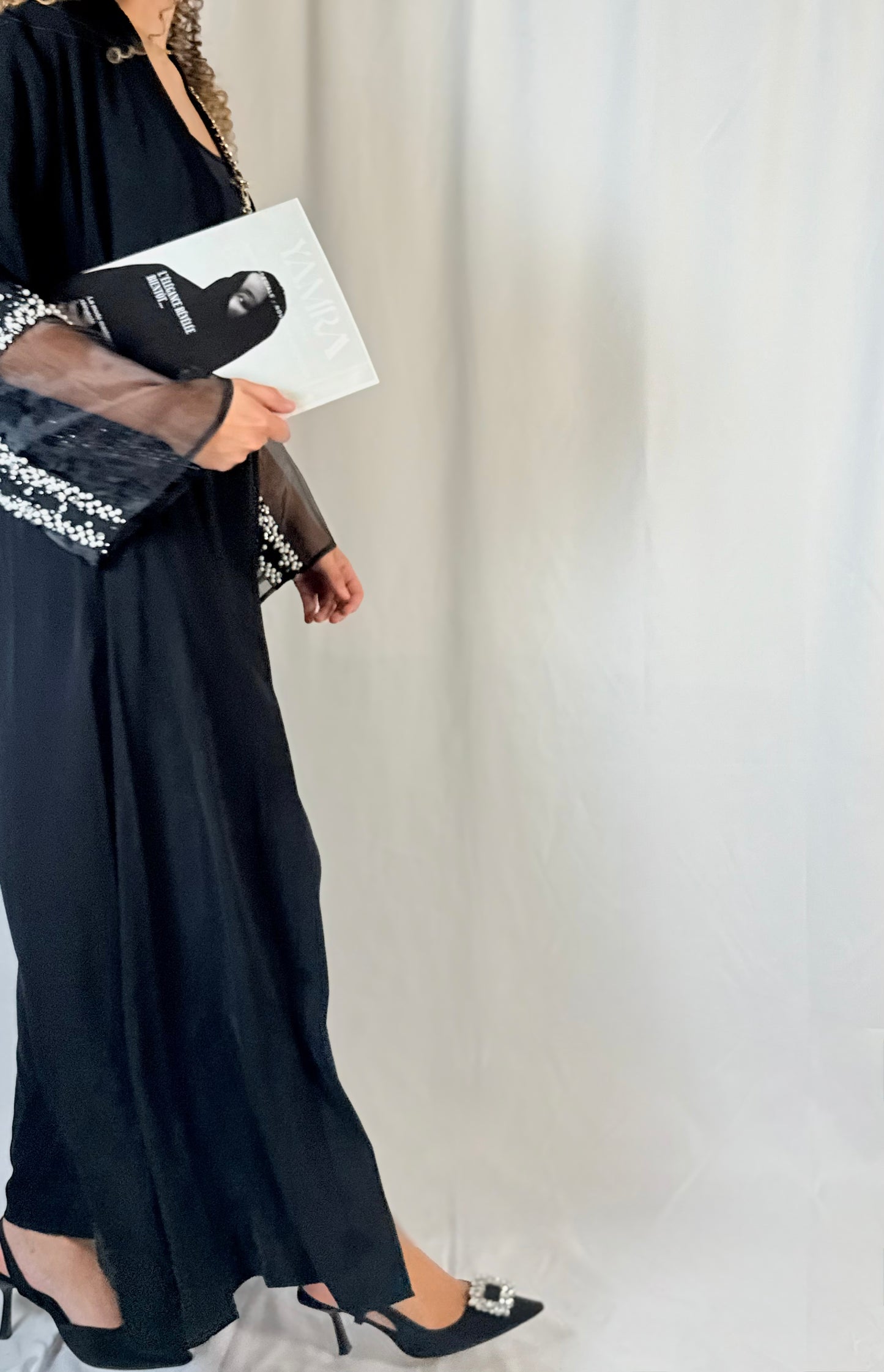 Abaya perlé - Noir