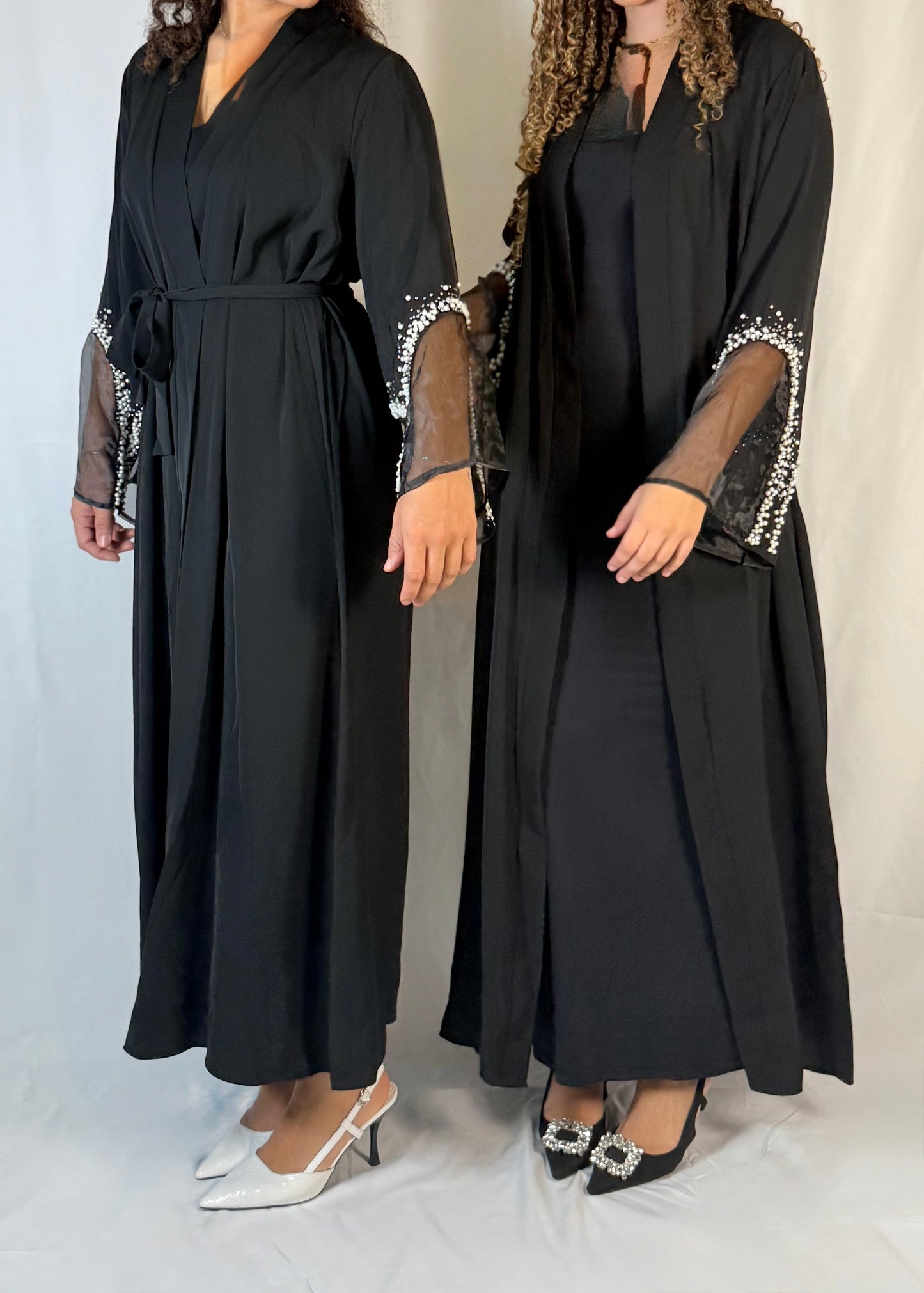 Abaya perlé - Noir