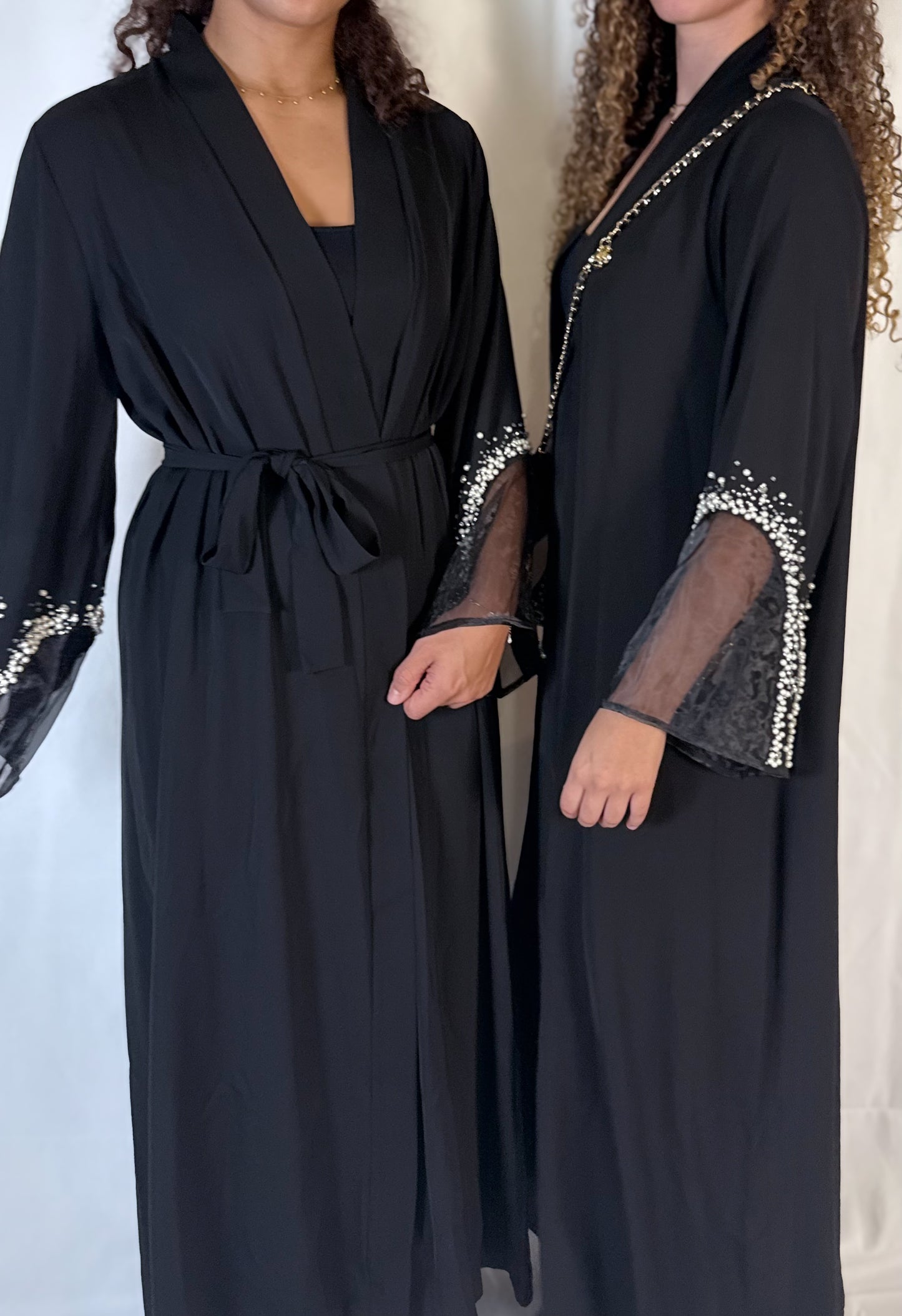 Abaya perlé - Noir