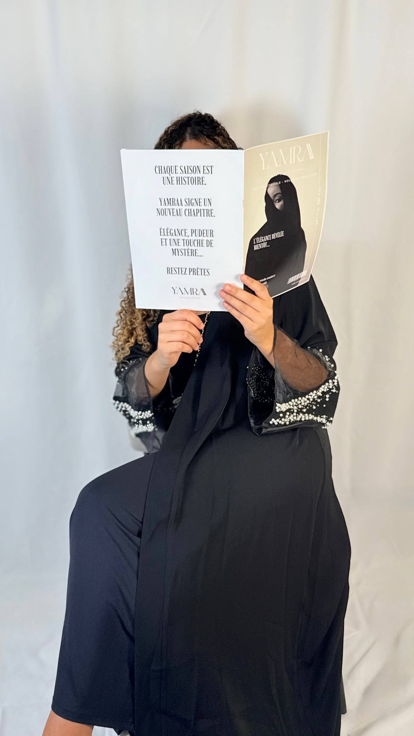 Abaya perlé - Noir