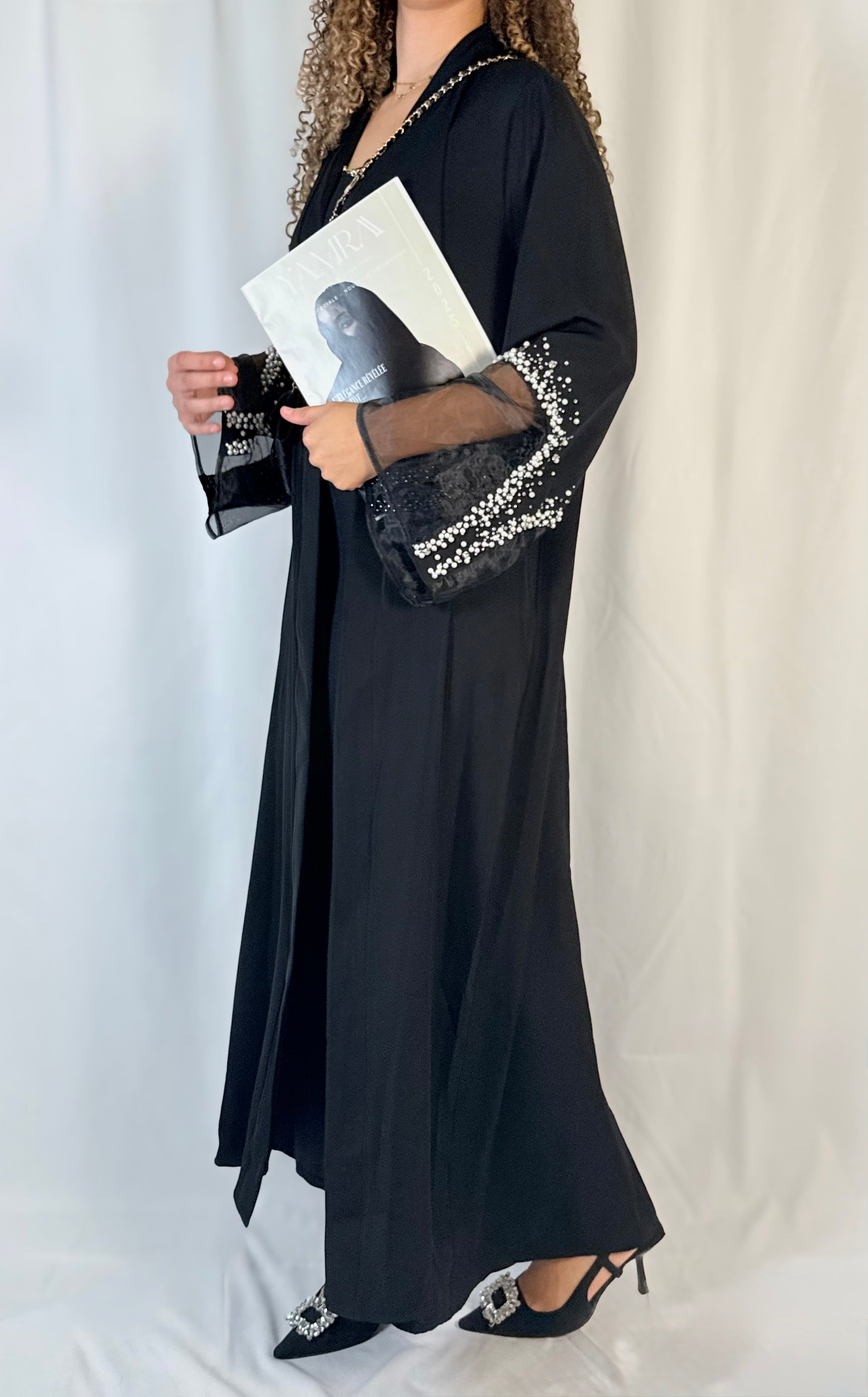 Abaya perlé - Noir