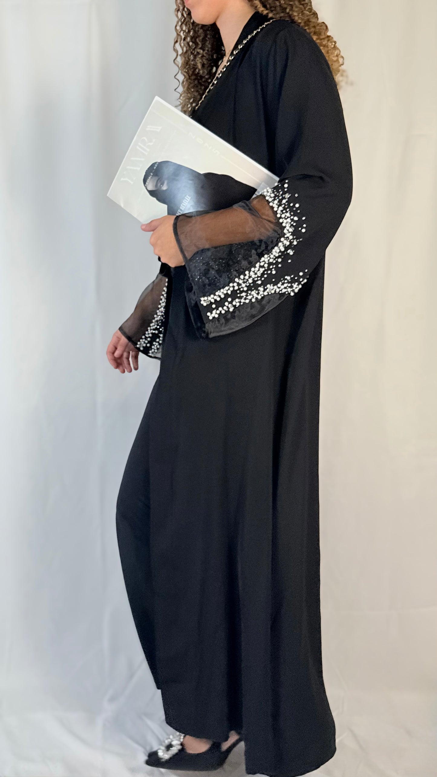 Abaya perlé - Noir