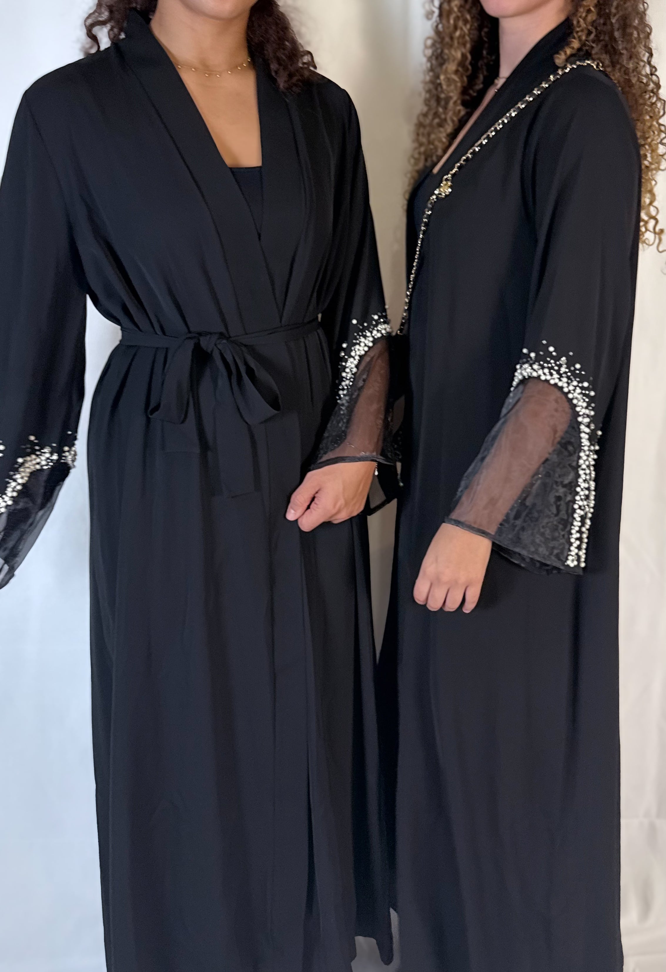 Abaya perlé - Noir