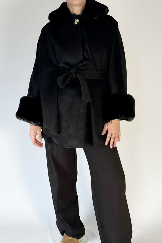 manteau yamraa fourrure noir