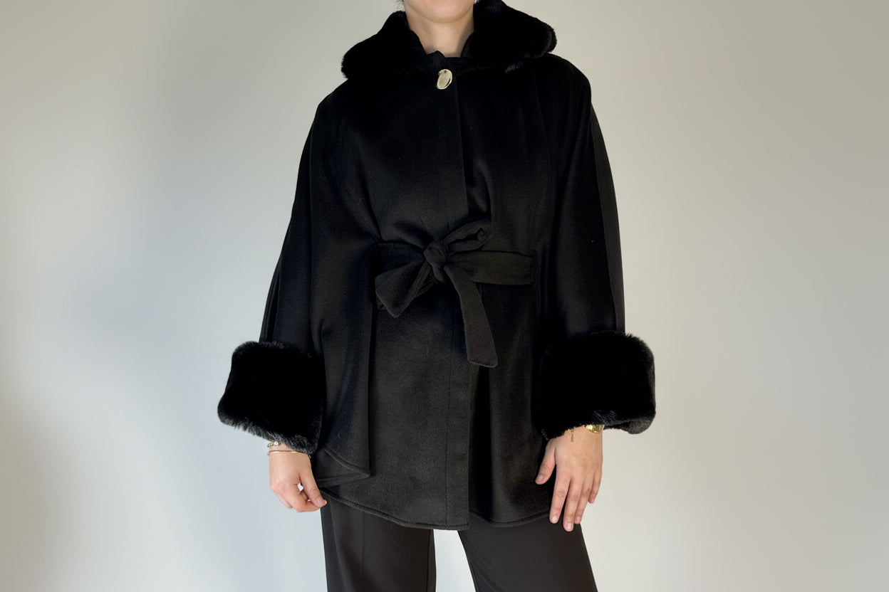 manteau mastour noir fourrure